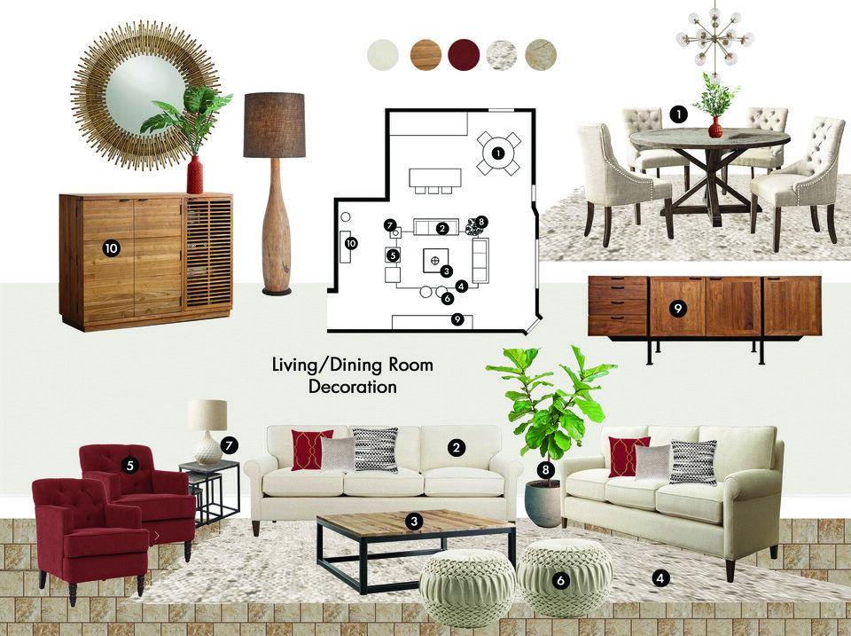 Transitional Living And Dining Room Home Decor Eleni K. Moodboard 1 thumb