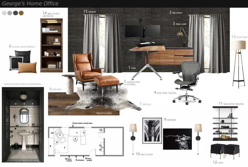 Tablero de inspiración 1 luxe masculino glam oficina en casa Jessica S.