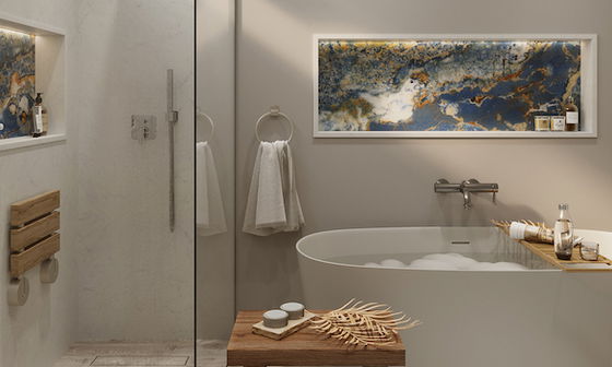 Transitional Master Bathroom Interior Design by affordable Chula Vista interior designers