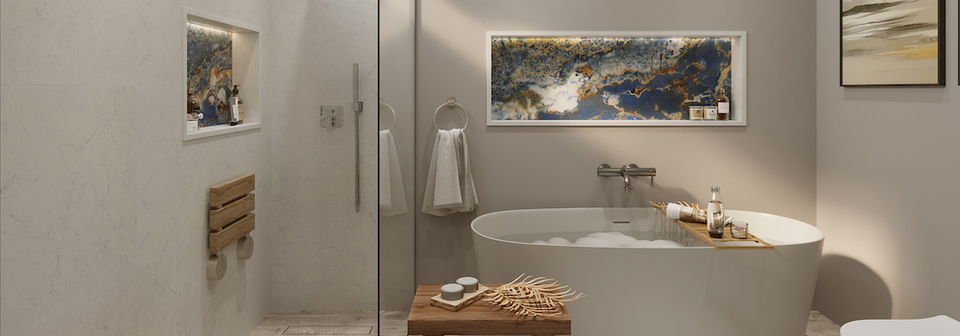 Transitional Master Bathroom Interior Design by affordable Chula Vista interior designers