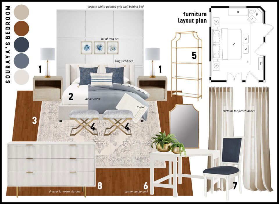 Tablero de inspiración de renovación del dormitorio principal Modern Chic Shofy D. 1 thumb
