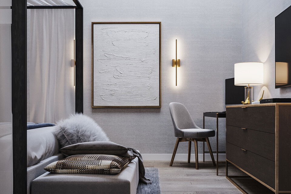 Contemporary Bedroom with White Marble  Design