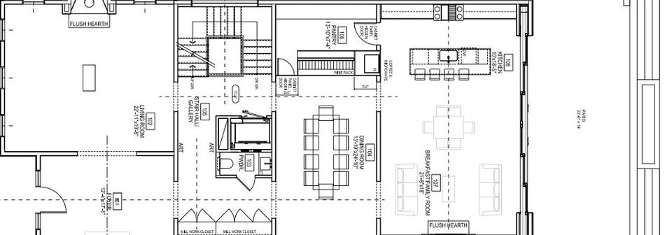 Contemporary Open Concept Living Room & Kitchen- Before Photo