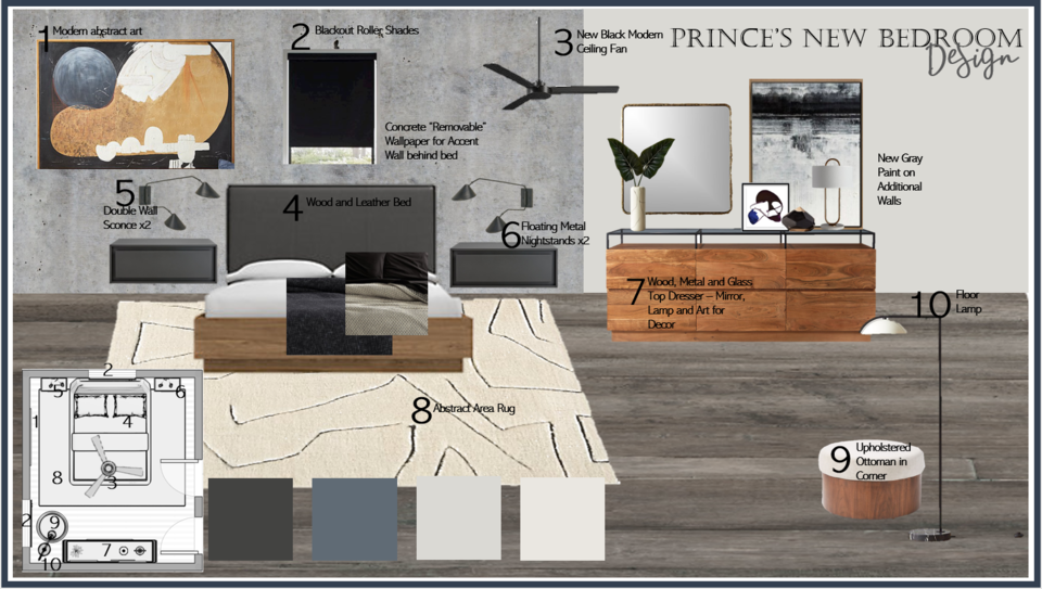 Modern Masculine Bedroom Interior Design Berkeley H. Moodboard 2 thumb