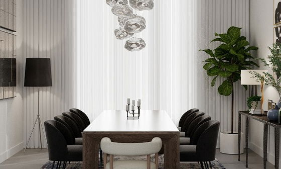 Contemporary Masculine Dining Area by interior designers in Boca Raton, Florida