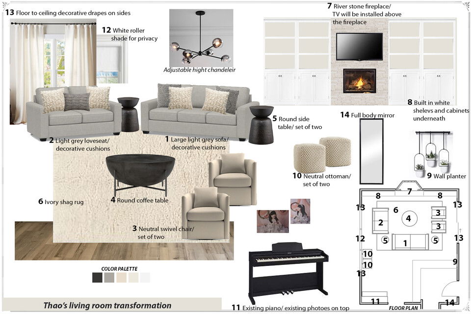 Diseño de Salón Neutral, Elegante y Acogedor Franzi K. Moodboard 1 miniatura