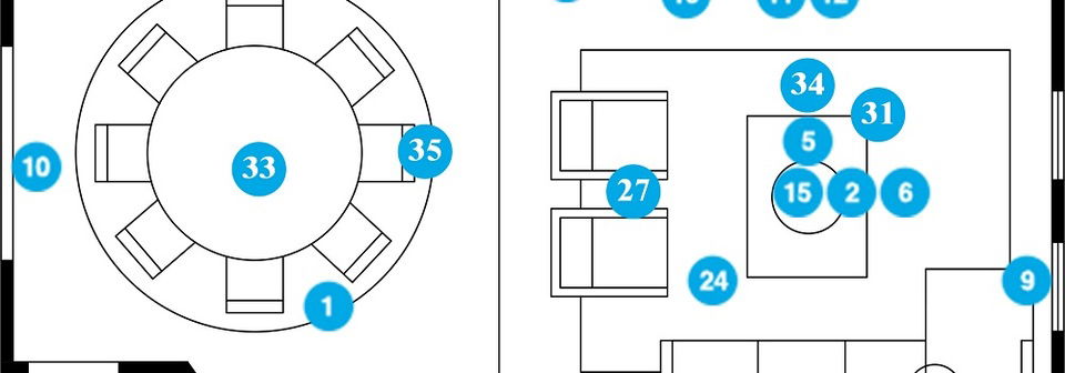 Neutral Transitional Living/Dining Room Design With Blue Accents- Before Photo