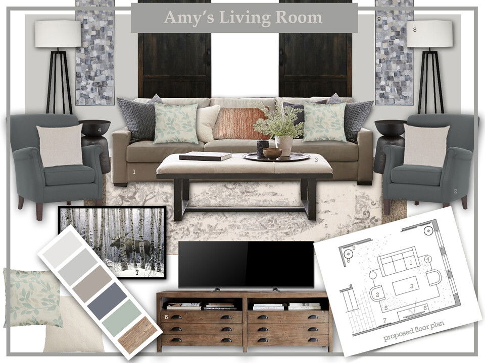 Modern Rustic Living Room Design Dragana V. Moodboard 1 thumb