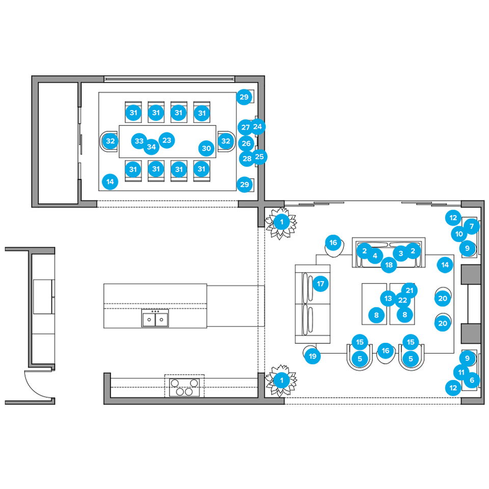 Online Designer Combined Living/Dining Floorplan