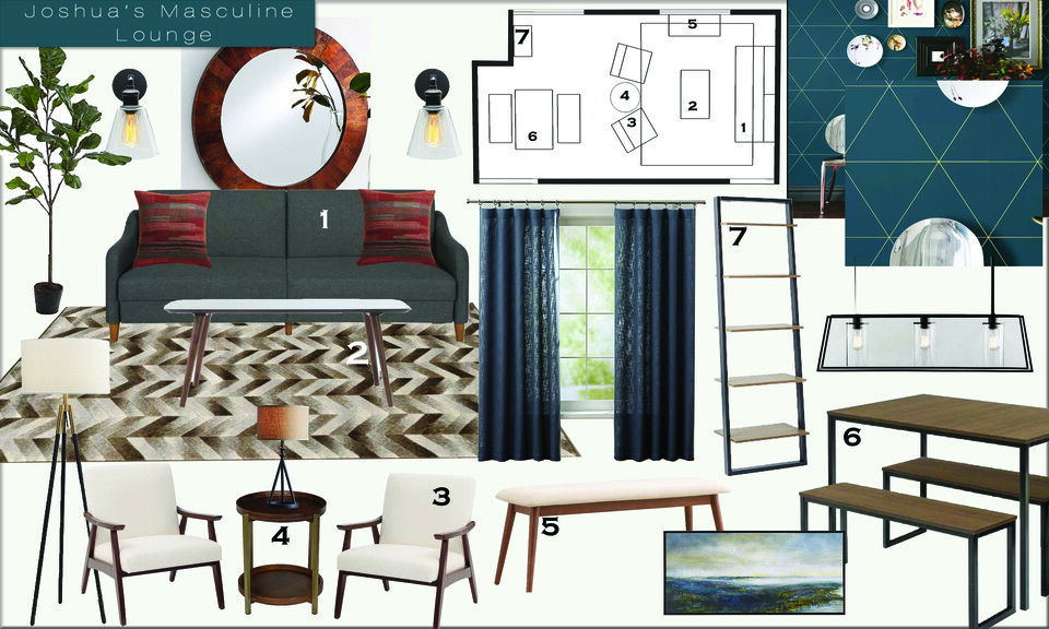 Mid-Century Masculine Living Dining Sarah M. Moodboard 1 thumb