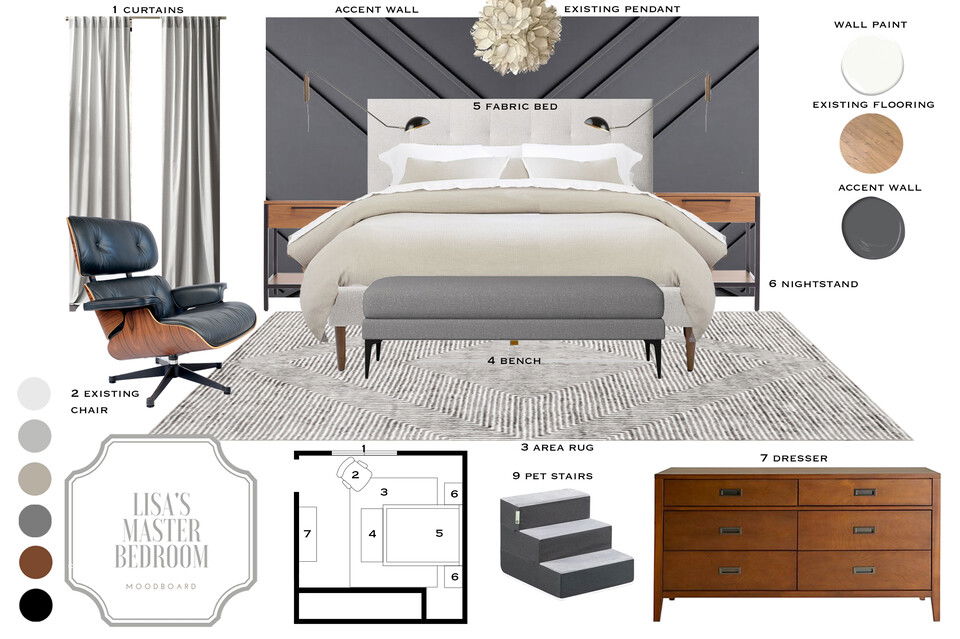 Contemporary Pet Friendly Bedroom Design MaryBeth C. Moodboard 2 thumb