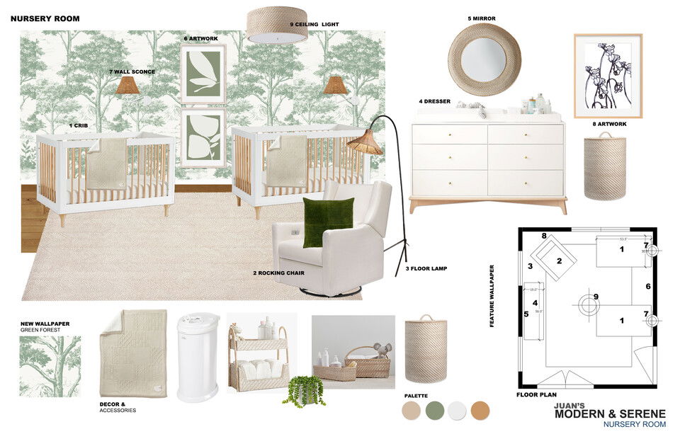 Adorable Green Twins Nursery Design Ibrahim H. Moodboard 2 thumb