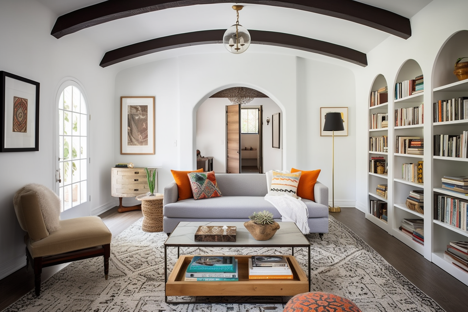 Contemporary Living Room Remodel with Vaulted Ceiling Design