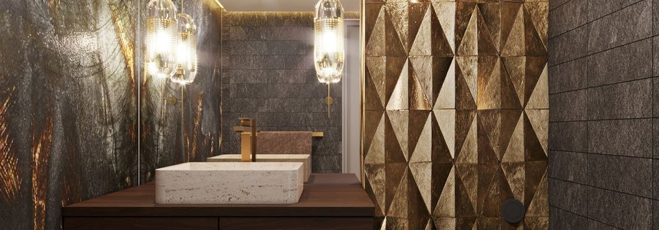 Glam Art Deco Bathroom Remodel- After Rendering