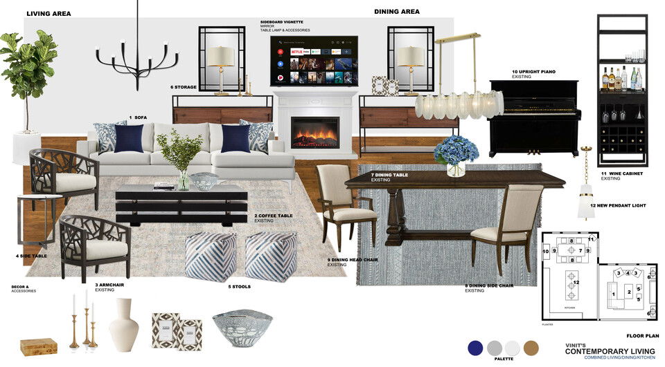 Online Designer Combined Living/Dining Interior Design Ideas