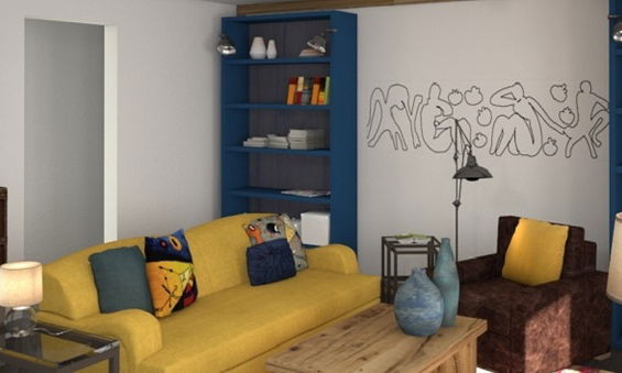 Bright & Colorful Home Office Yoga Room