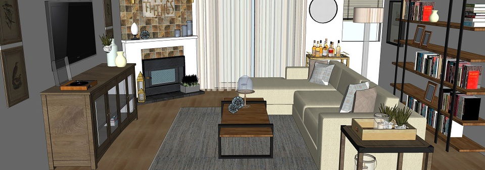 Averys Modern, Rustic Living Room- After Rendering