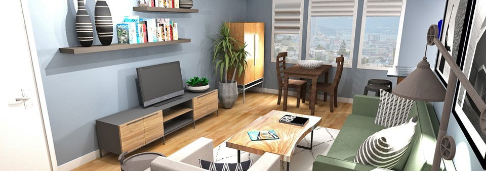 Piso Moderno de Soltero - Renderizado Después