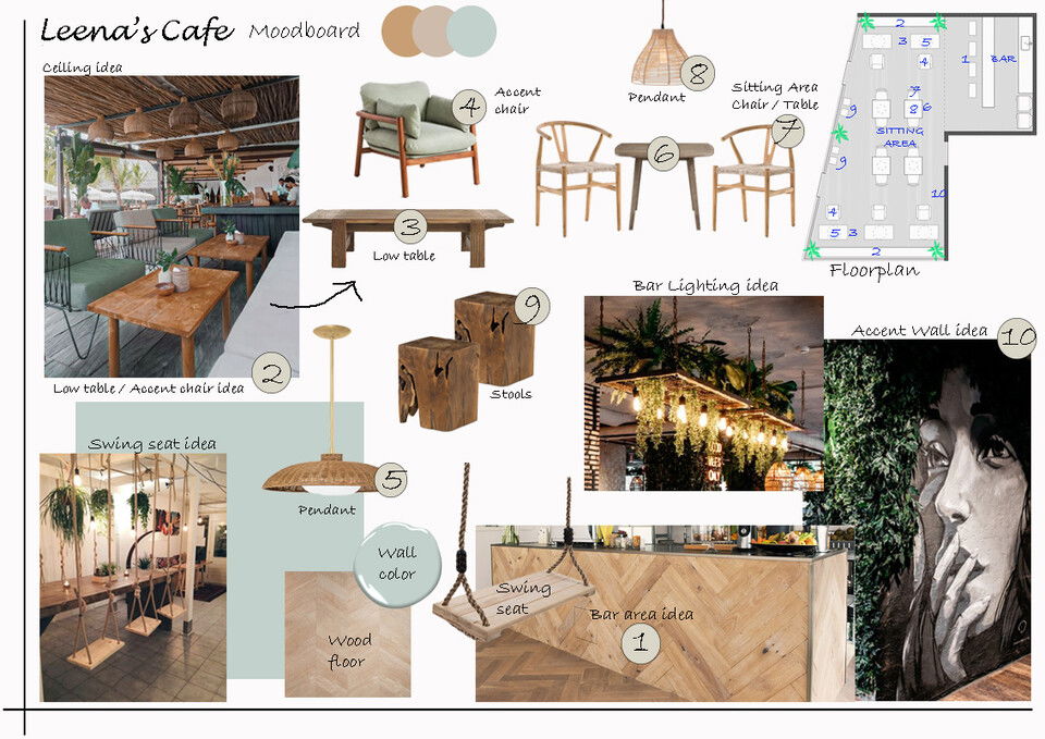 Diseño de interior de pequeño café estilo Boho Liana S. Tablero de inspiración 1 miniatura