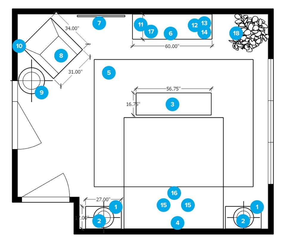 Online Designer Bedroom Floorplan