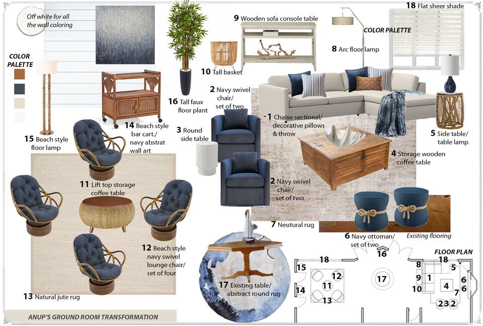 Diseño Interior de Sala y Comedor de Cabaña Moderna Moodboard de Franzi K. 2 miniatura
