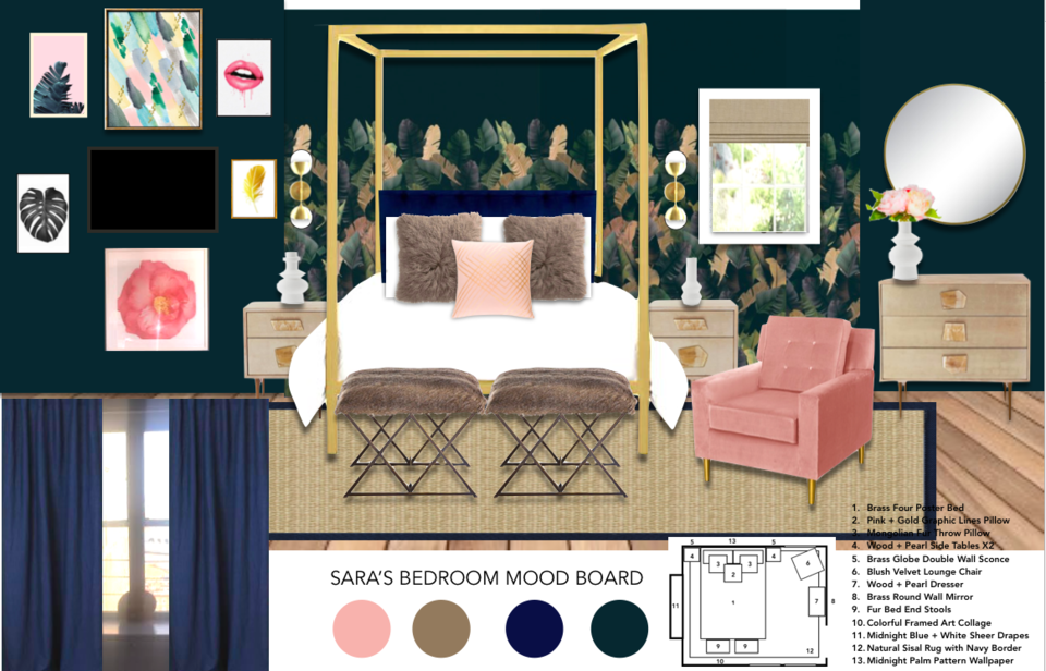 Femenine glamour bedroom Michelle B.  Moodboard 3 thumb