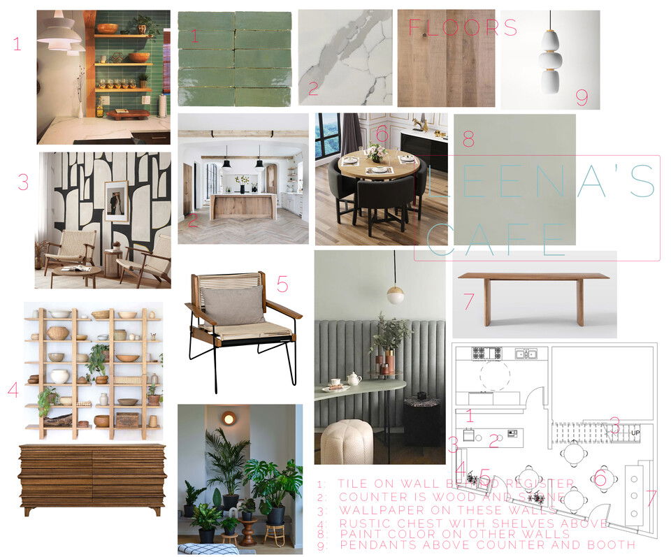 Diseño de interior de pequeño café estilo Boho Courtney B. Tablero de inspiración 2 miniatura