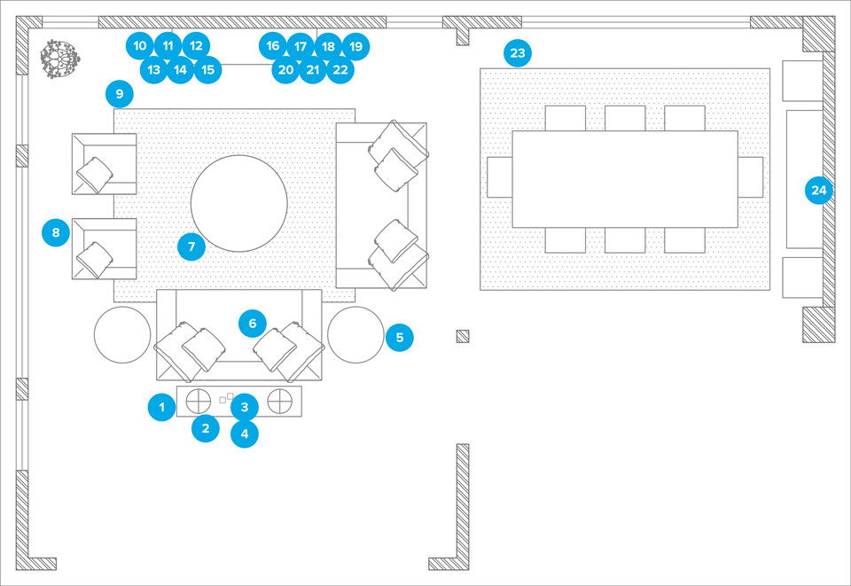 Online Designer Combined Living/Dining Floorplan