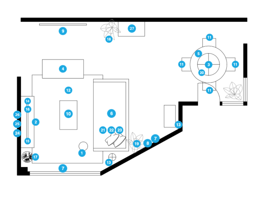 Online Designer Combined Living/Dining Floorplan