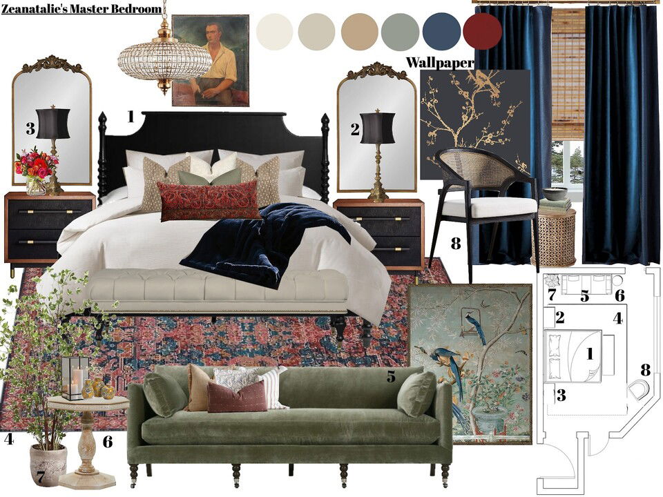 Vintage Bedroom Design with Eclectic Decor Kamila A. Moodboard 2 thumb