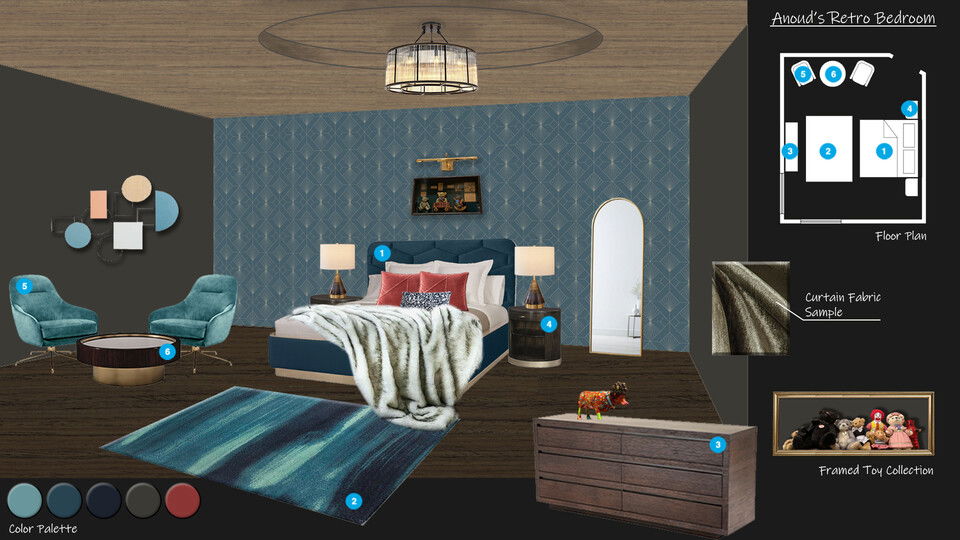 Industrial Retro Bedroom Transformation Ideas  Iulia B. Moodboard 2 thumb