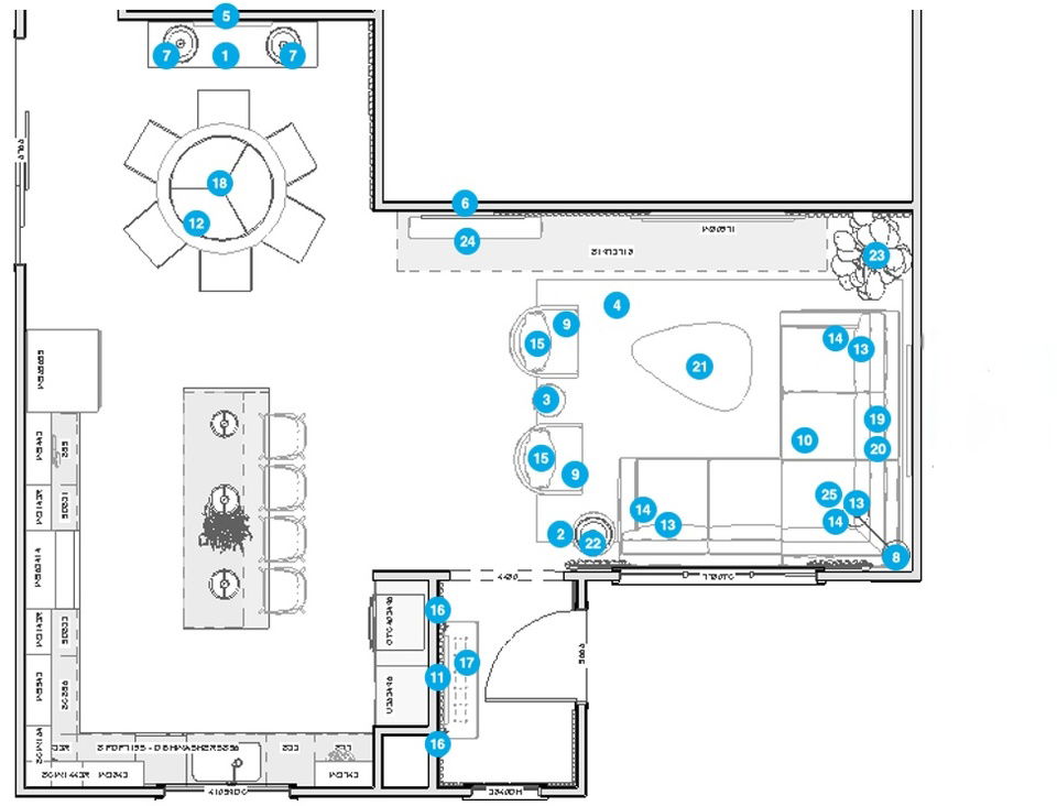 Online Designer Combined Living/Dining Floorplan