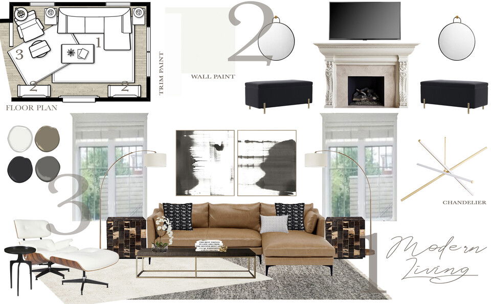 Contemporary Family Room with Modern Accents Design Tera S. Moodboard 1 thumb