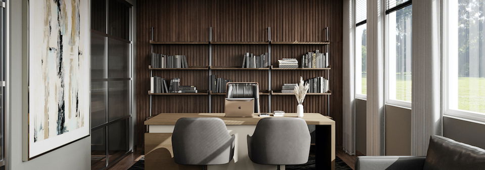 Luxurious & Masculine Private Office Design- After Rendering