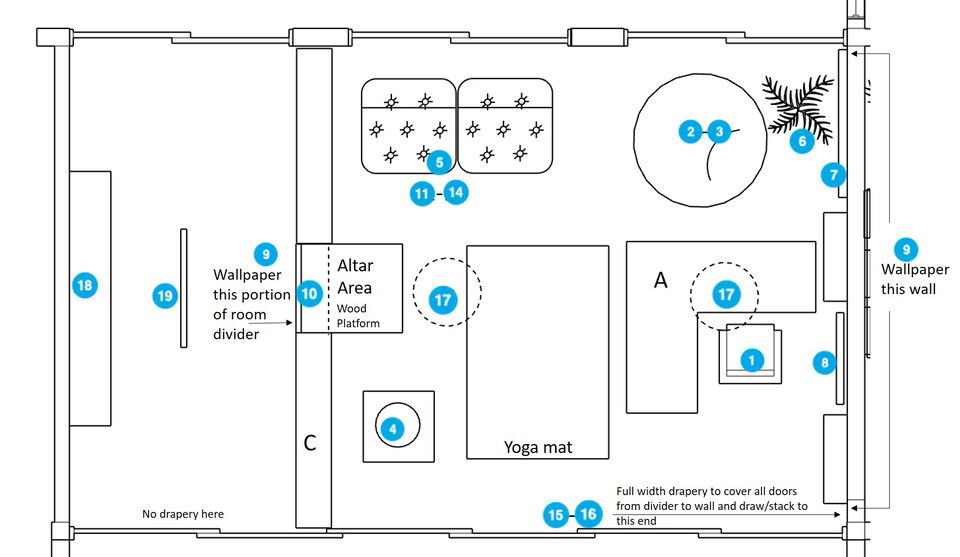 Online Designer Combined Living/Dining Floorplan