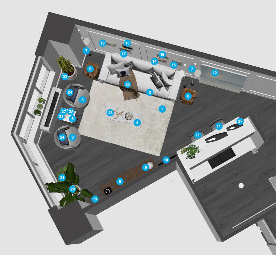 Online Designer Combined Living/Dining Floorplan