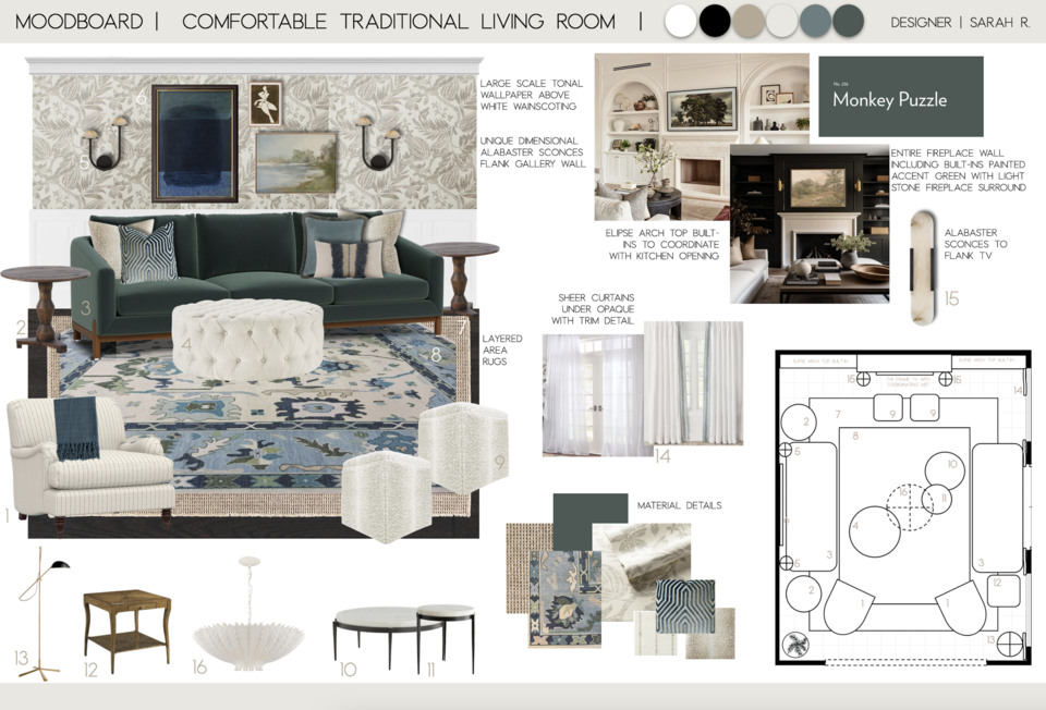 Comfortable Traditional Living Room Space Sarah R. Moodboard 2 thumb