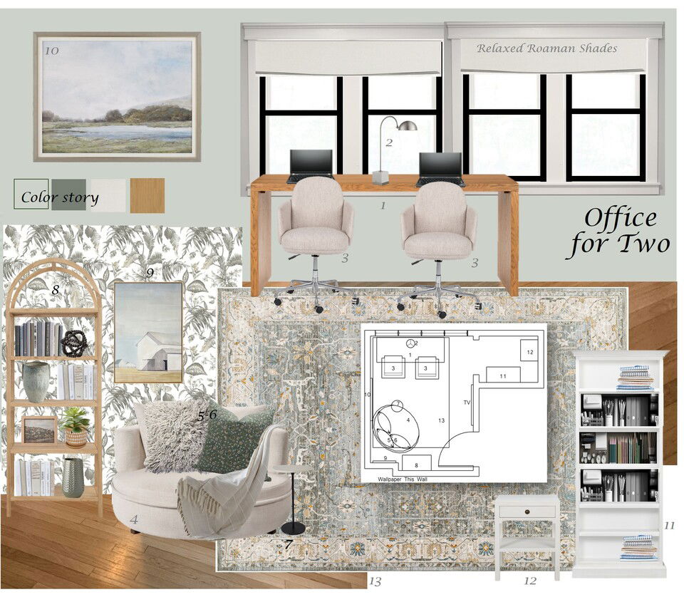 Elegant Eclectic Home Office with Traditional Touches Wanda P. Moodboard 1 thumb