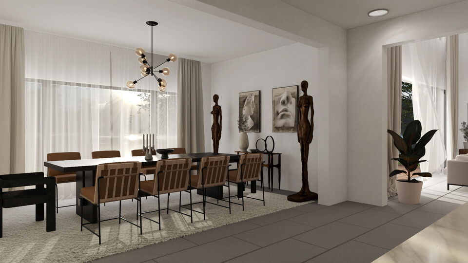 Online Designer Combined Living/Dining 3D Model 4