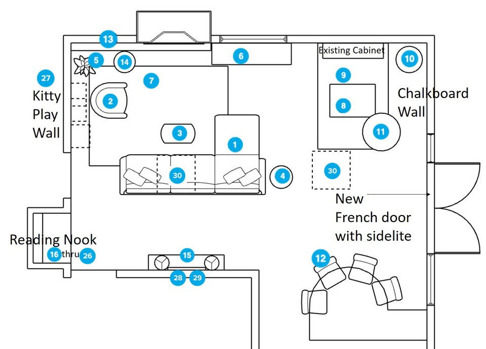 Online Designer Combined Living/Dining Floorplan