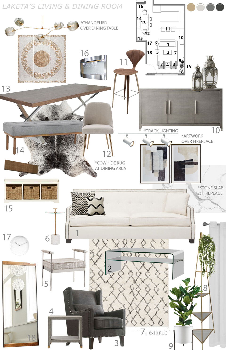 Contemporary Eclectic Home Interior Design Jessica S. Moodboard 1 thumb