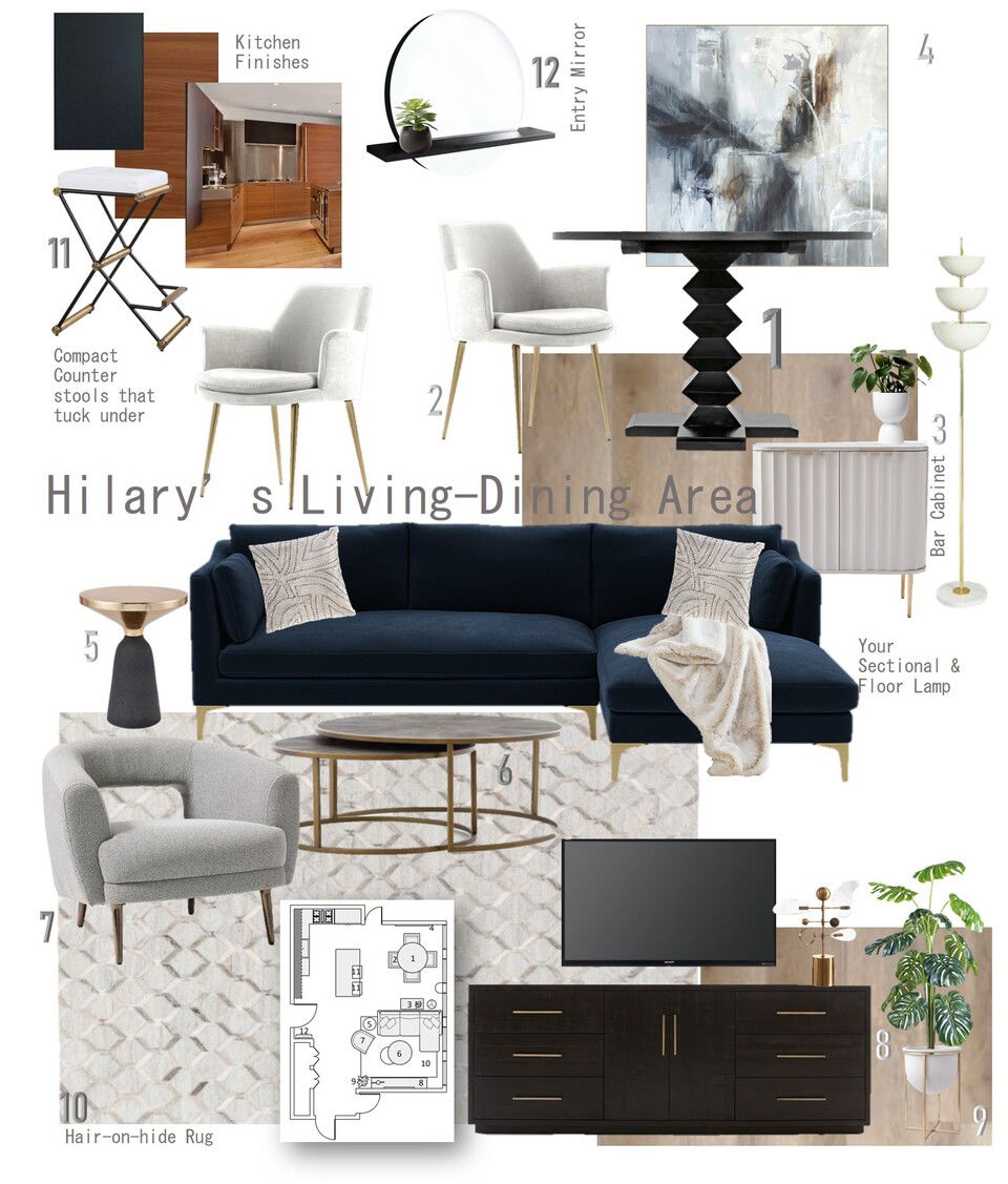 Diseño de interiores de apartamento contemporáneo en NYC Wanda P. Moodboard 1 miniatura