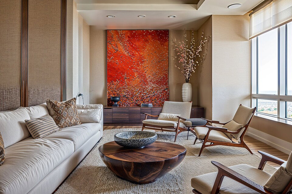 High-End Contemporary Japandi Living Room Design