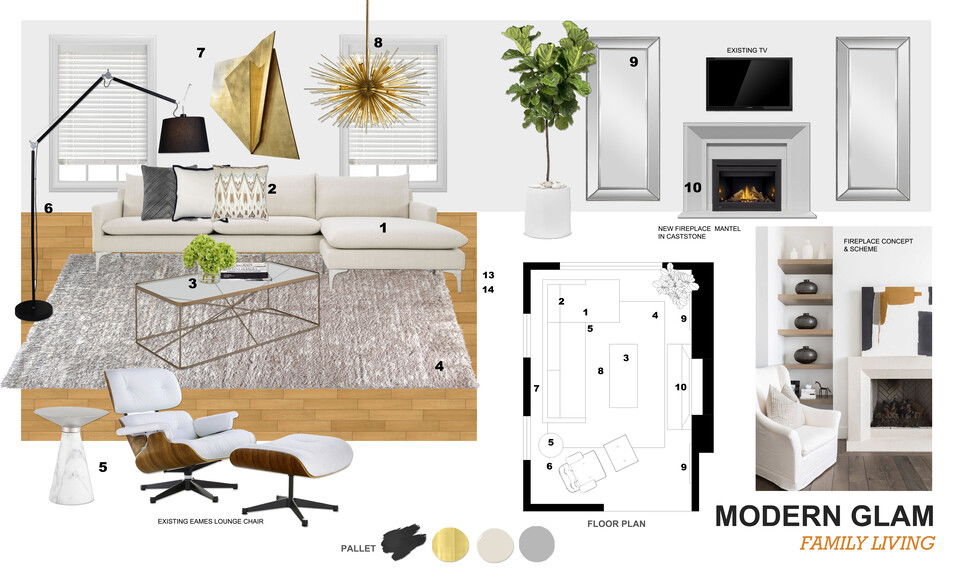 Contemporary Family Room with Modern Accents Design Ibrahim H. Moodboard 2 thumb