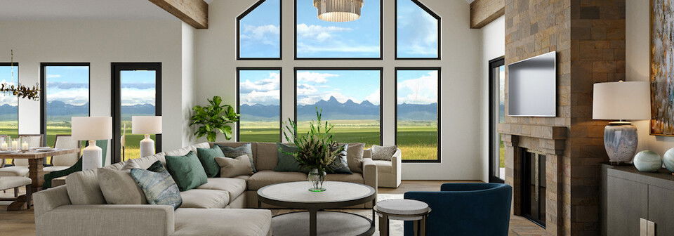 Transitional Abode Design with Mountain View- After Rendering