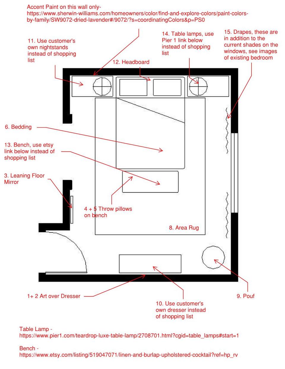 Online Designer Bedroom Floorplan