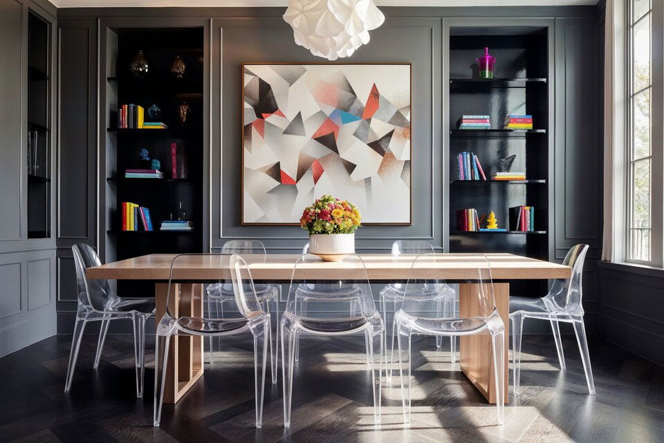 Modern Geometrical Dining Design with Acrylic Furniture