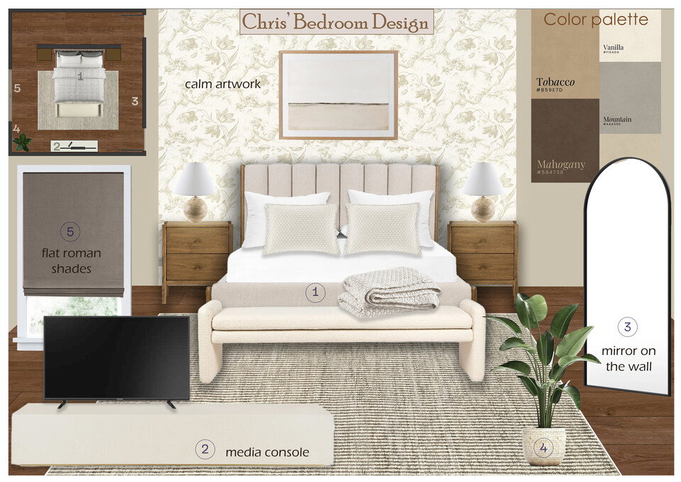 Sleek and Stylish Modern Bedroom Design Jovanka V. Moodboard 2 thumb