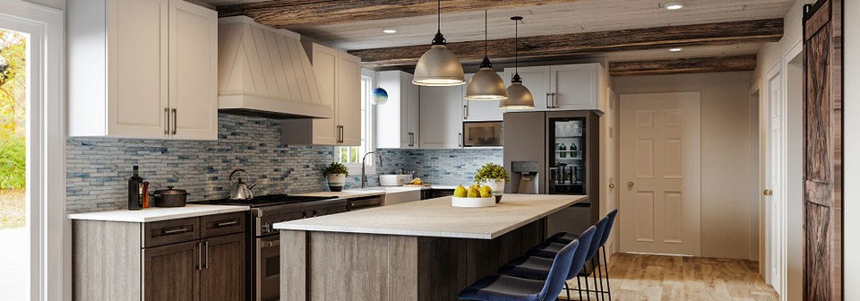 Blue Accents Rustic Kitchen Remodel- After Rendering