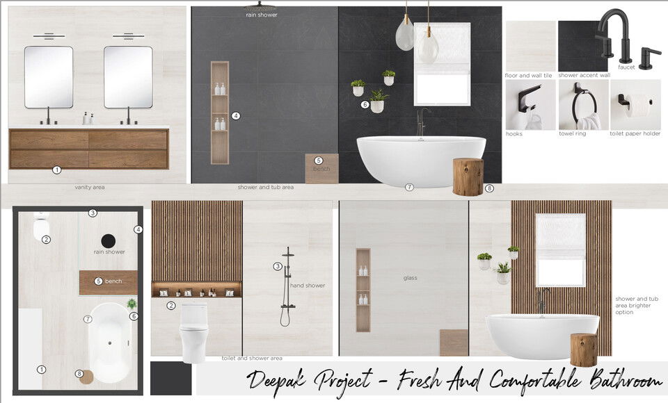 Sleek and Sophisticated Bathroom Design Maya M. Moodboard 1 thumb